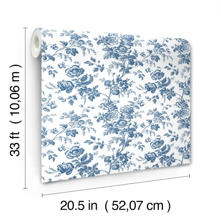 Anemone Toile Wallpaper - Navy — Ảnh 2