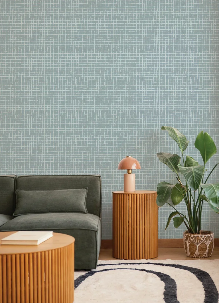 Albin Gridline Wallpaper - Sky Blue — Ảnh 2