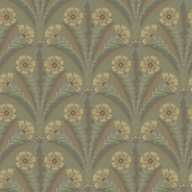 Chesapeake Tap Root Floral Damask Wallpaper - Green — Ảnh 3