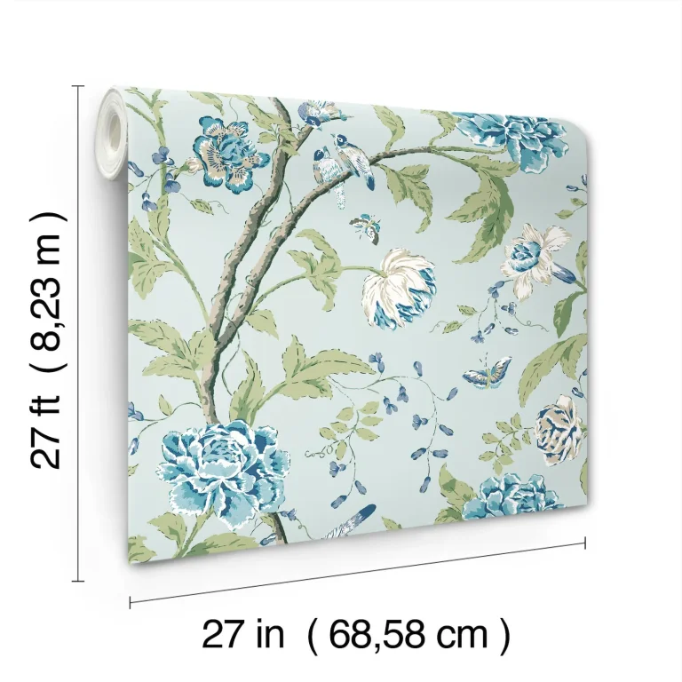 Teahouse Floral Wallpaper - Light Blue — Ảnh 3