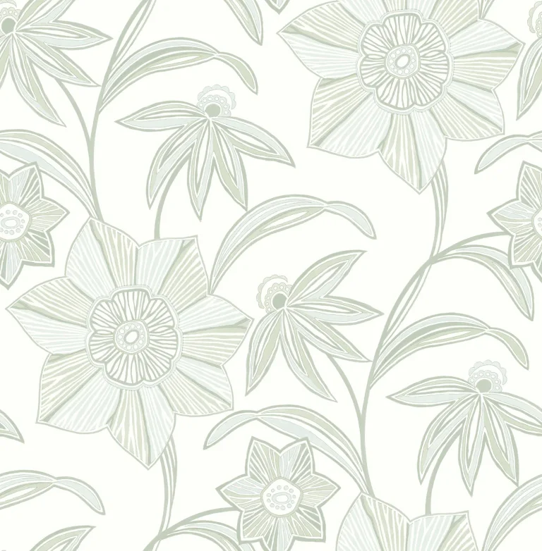 Star Flower Wallpaper - Light Green — Ảnh 5