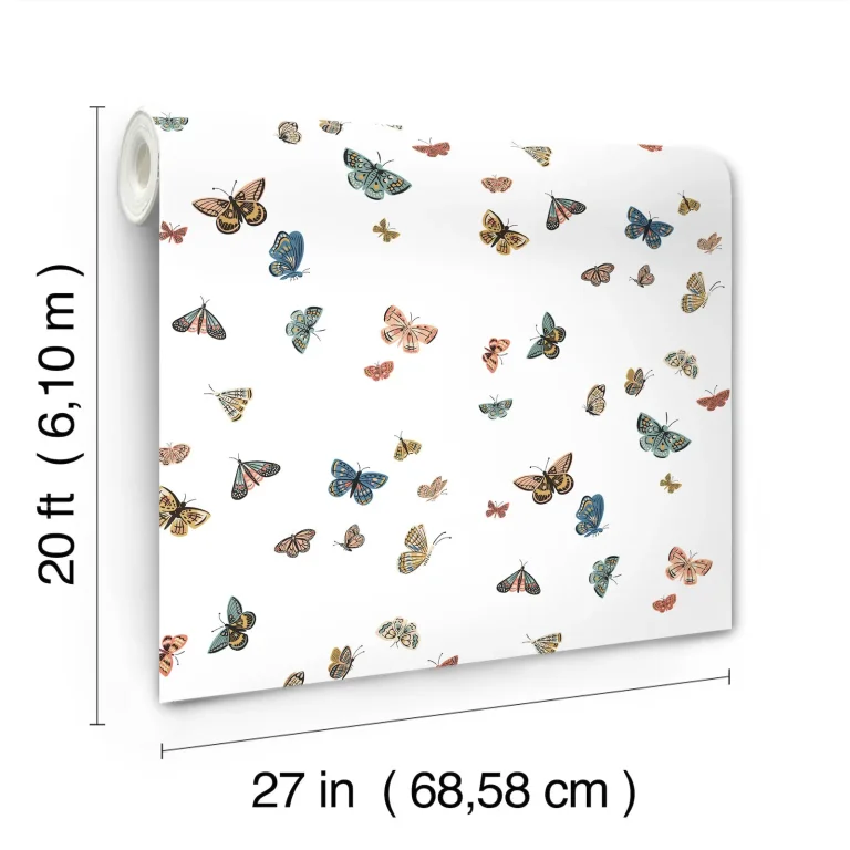 Rifle Paper Co. Butterfly House Peel and Stick Wallpaper - White — Ảnh 2
