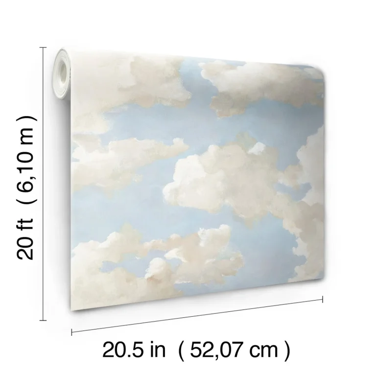 Clouds on Canvas Peel and Stick Wallpaper - Blue — Ảnh 7