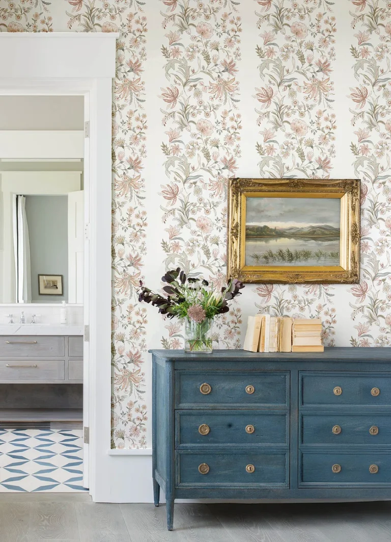 Teonna Floral Stripe Wallpaper - Light Pink — Image 5