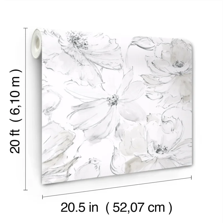 Floral Dreams Peel and Stick Wallpaper - Grey Mix — Ảnh 7