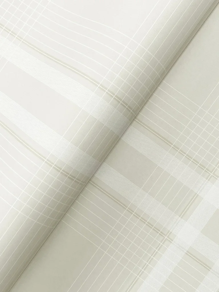 Ronald Redding Country Club Plaid Faux Linen Wallpaper - Dove — Ảnh 3