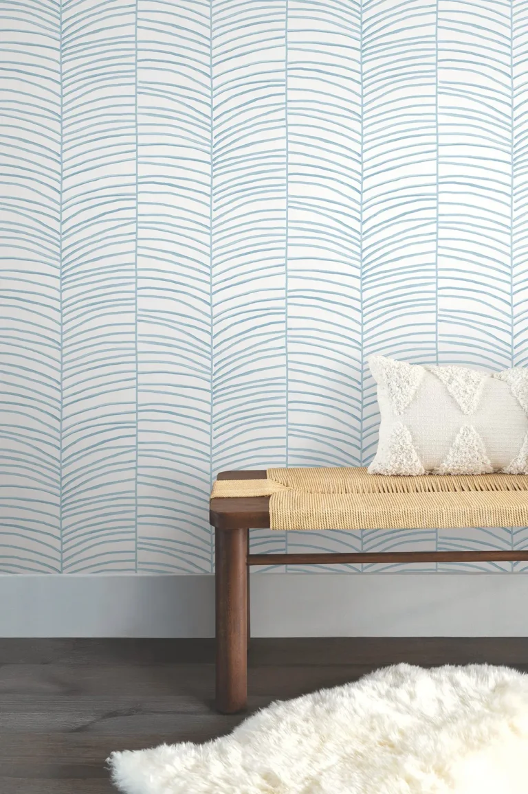 Cascade Palm Chic Tropics Peel and Stick Wallpaper - Blue — Ảnh 3