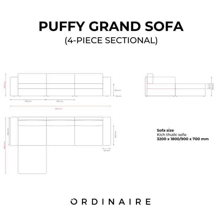 PUFFY GRAND SOFA - 4-PIECE SECTIONAL (CORNER) — Ảnh 7
