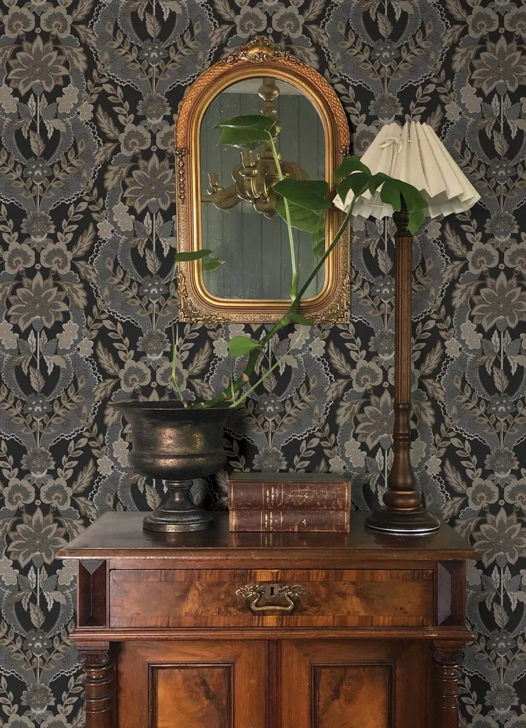 Chris Loves Julia Collins Damask Wallpaper - Charcoal — Ảnh 6