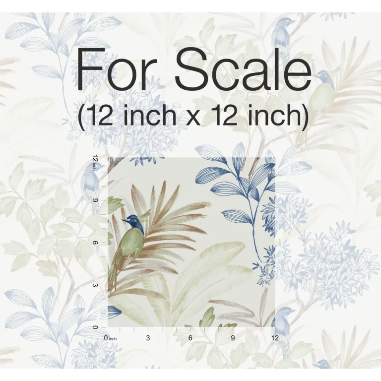 Handpainted Songbird Wallpaper - Green/Blue — Ảnh 7