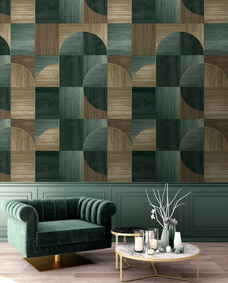 Feature Walls - Emerald Geometry Mural - 4012-2