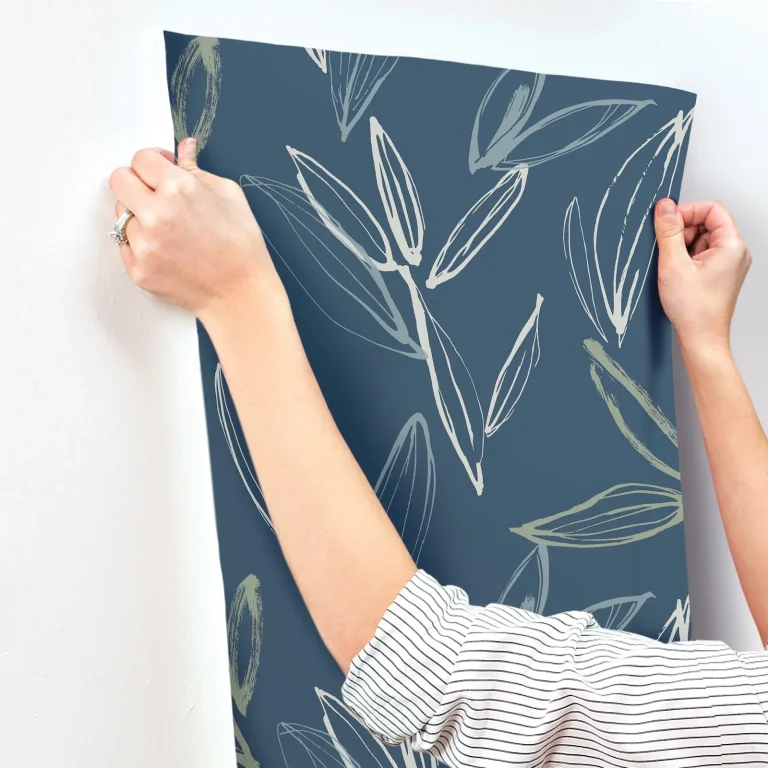 Kenia Leaf Toss Wallpaper - Indigo — Ảnh 7