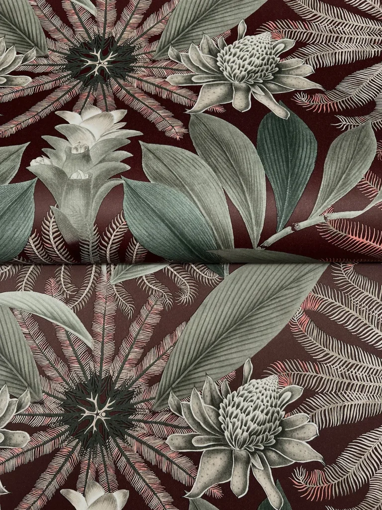 Ronald Redding Enchanted Garden Tropical Wallpaper - Maroon — Ảnh 6