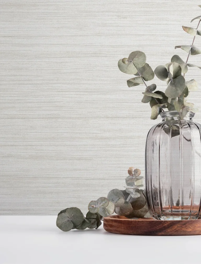 Barnaby Faux Grasscloth Wallpaper - Neutral on White — Image 6