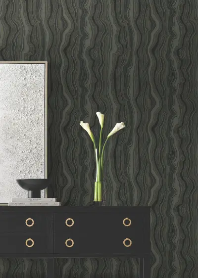 Candice Olson Mineral Shimmer Wallpaper - Black & Gold