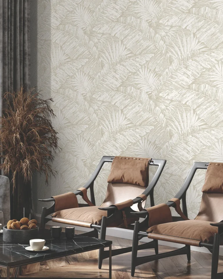 Palm Cove Toile Wallpaper - White/Taupe — Ảnh 4
