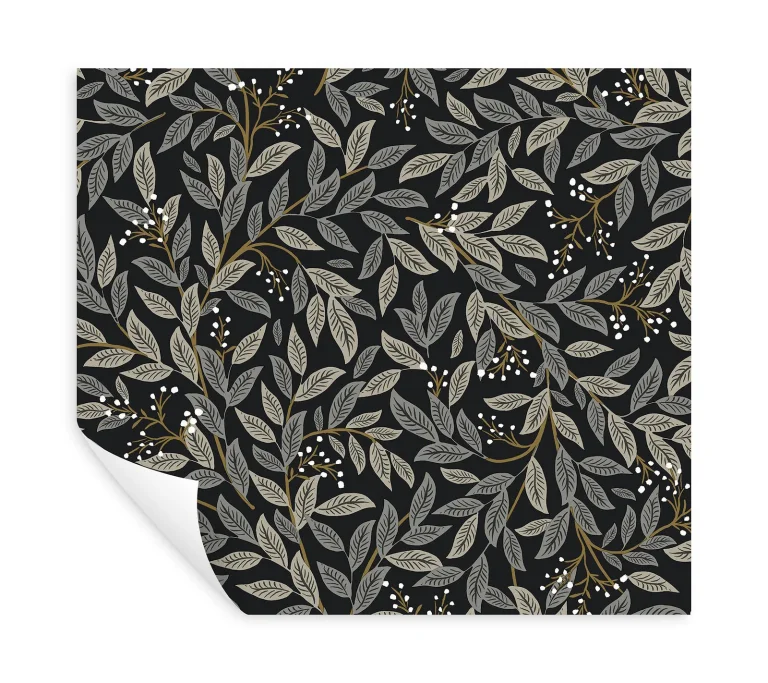 Rifle Paper Co. Willowberry Peel and Stick Wallpaper - Black — Ảnh 6