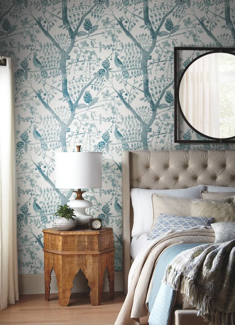 Peacock Block Print Wallpaper - Teal — Ảnh 4