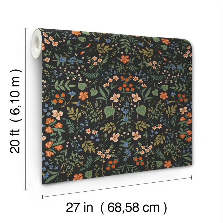 Rifle Paper Co. Wildwood Peel and Stick Wallpaper - Black — Ảnh 6