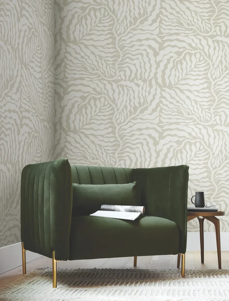 Fern Fronds Wallpaper - Taupe/White