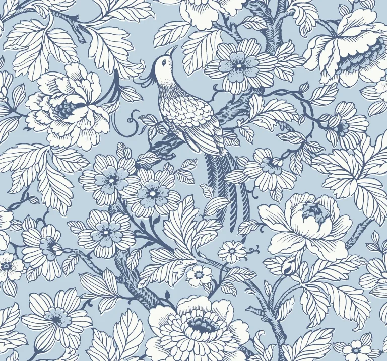 Beaufort Peony Chinoiserie Wallpaper - Light Blue — Ảnh 2