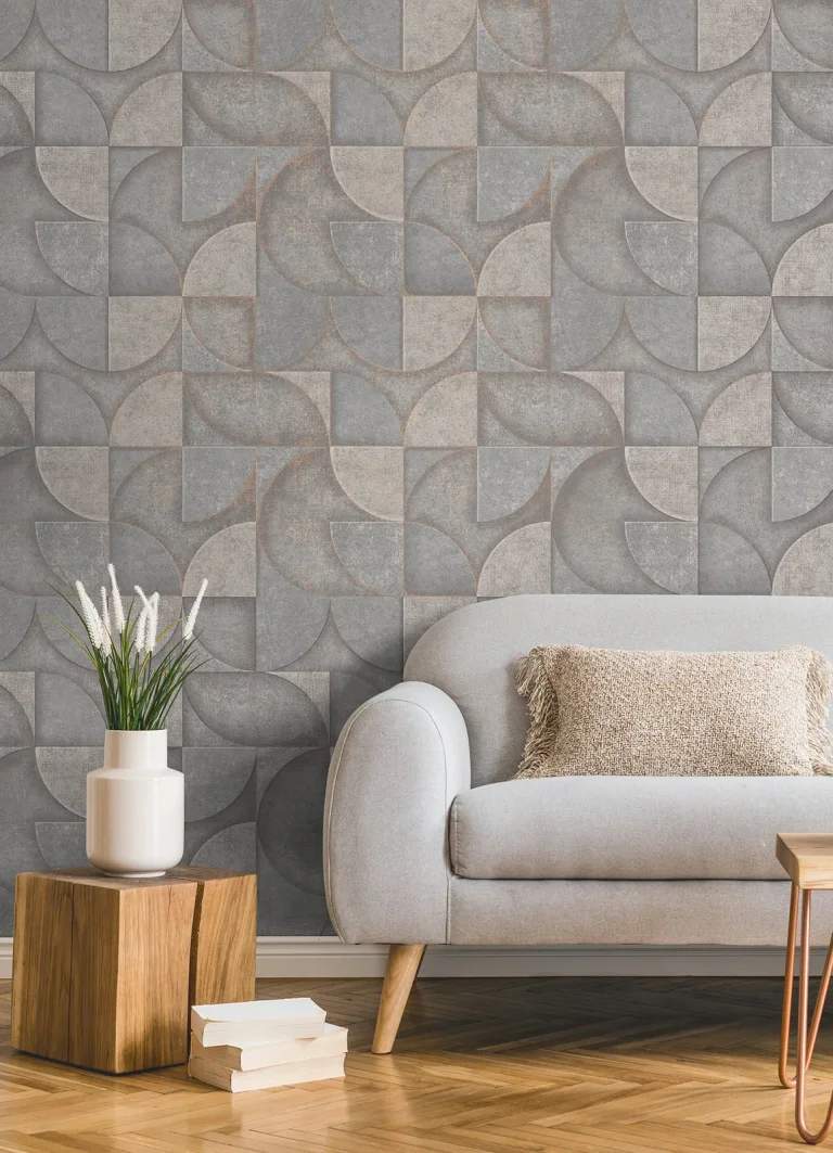 Addison Retro Geo Wallpaper - Grey — Ảnh 3