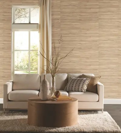 River Grass Wallpaper - Golden Beige