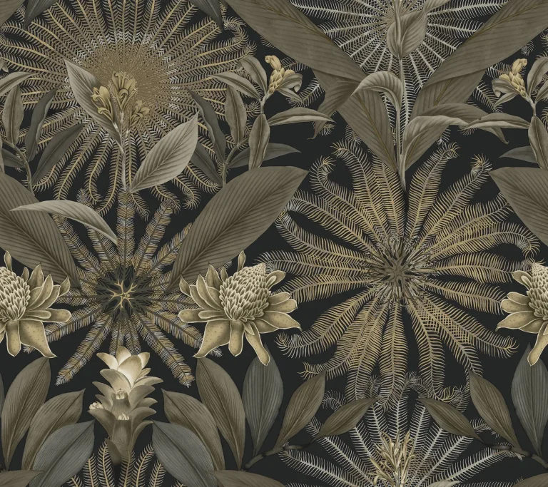 Ronald Redding Enchanted Garden Tropical Wallpaper - Black — Ảnh 5
