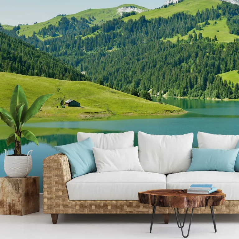 Swiss Mountain Lake Launensee Gstaad - Wall Mural 5186 - 8 Panel - 384cm x 260cm