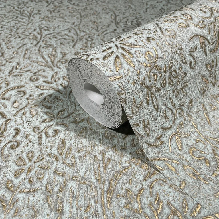 Sculpted Floral Relief Wallpaper - Gold — Ảnh 4