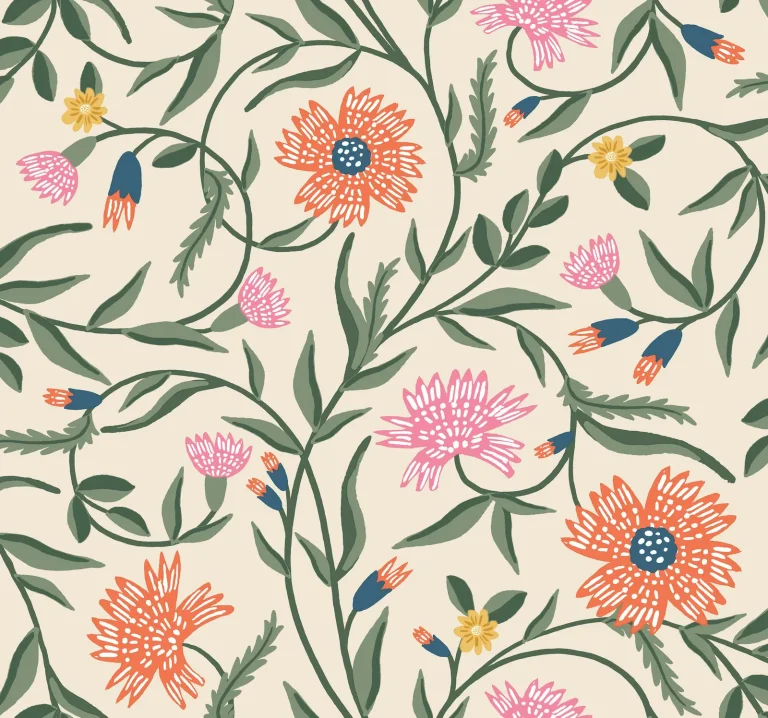 Rifle Paper Co. Aster Wallpaper - Linen & Coral — Image 4