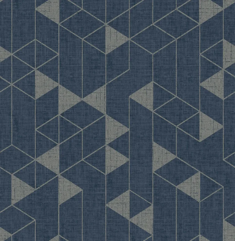 Fairbank Linen Geometric Wallpaper - Navy — Ảnh 3
