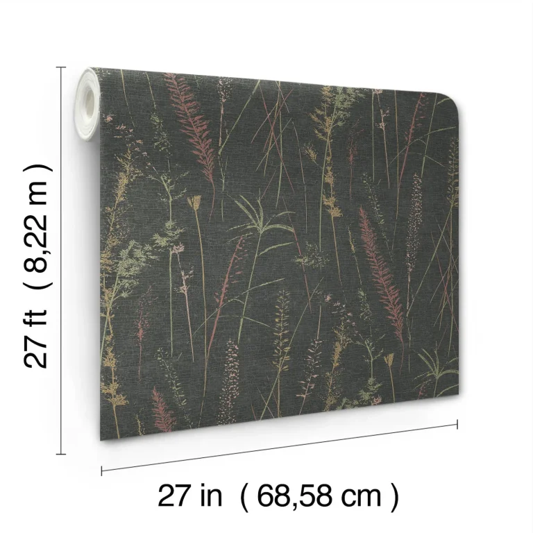 Meadow Splendor Botanical Wallpaper - Black — Ảnh 2