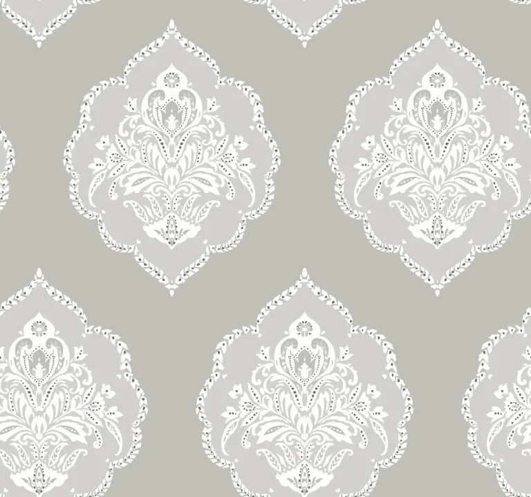 Signet Medallion Damask Wallpaper - Grey — Ảnh 3