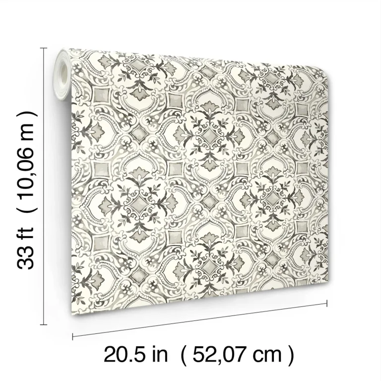 Chesapeake Marjoram Floral Tile Wallpaper - Black — Image 2