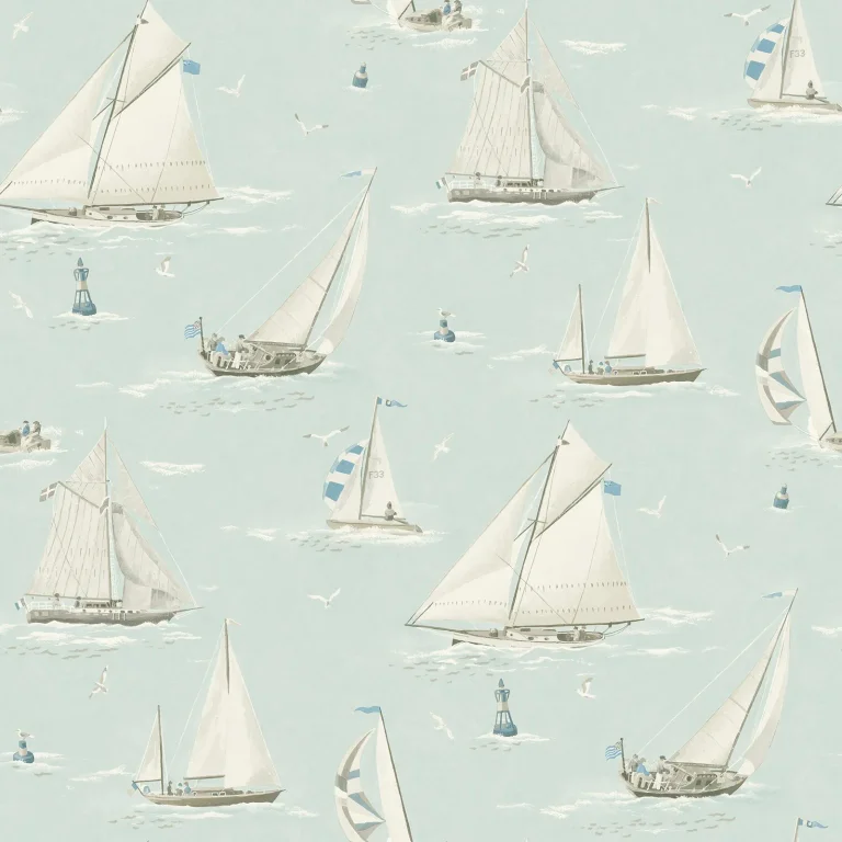 Chesapeake Leeward Sailboat Wallpaper - Aqua — Ảnh 2