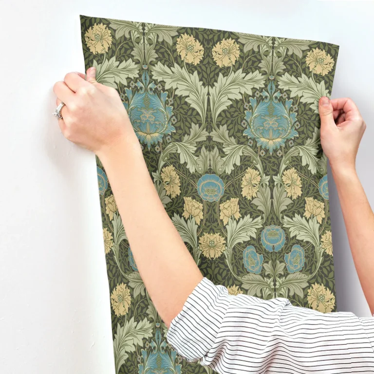 Myrtle Floral Ogee Wallpaper - Dark Green — Ảnh 2