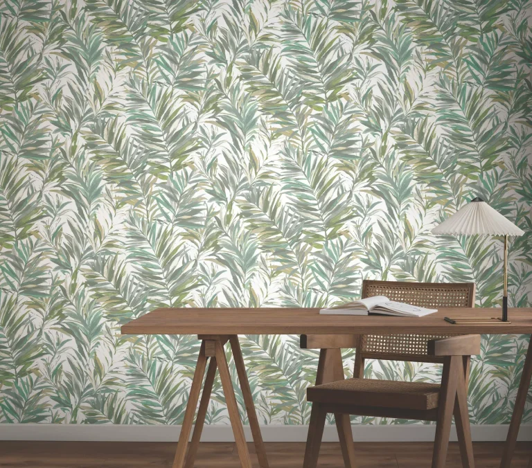 Swaying Palms Wallpaper - Olive & Aegean — Ảnh 2