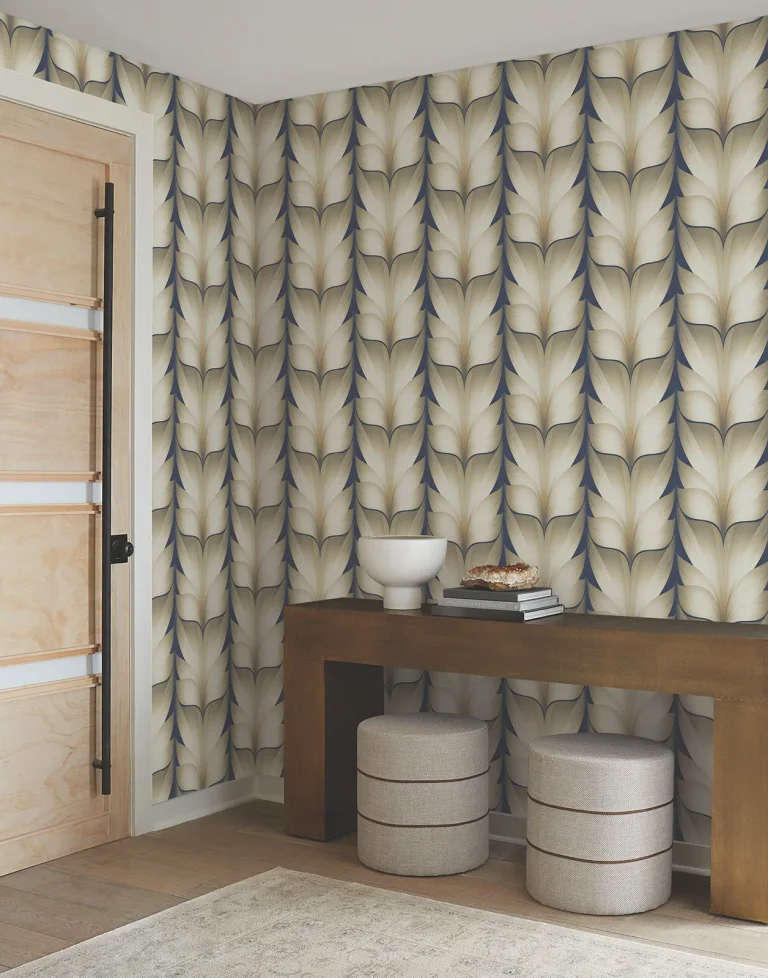 Candice Olson Lotus Light Stripe Wallpaper - Navy — Image 4