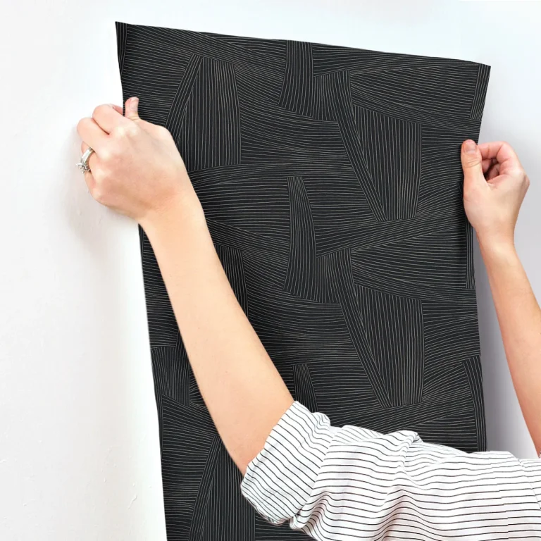 Reid Woven Geometric Wallpaper - Black — Ảnh 4