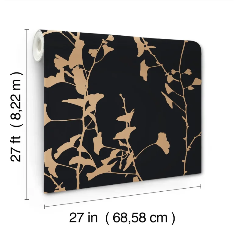 Ronald Redding Ginkgo Silhouette Cork Wallpaper - Black & Gold — Image 3