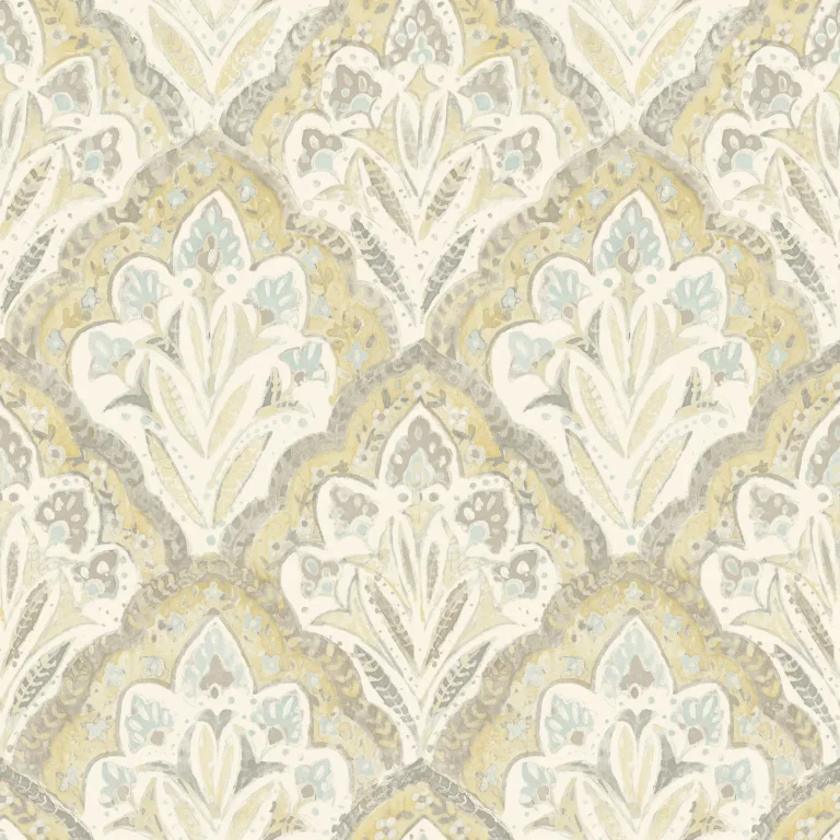 Chesapeake Mimir Quilted Damask Wallpaper - Mustard — Image 2