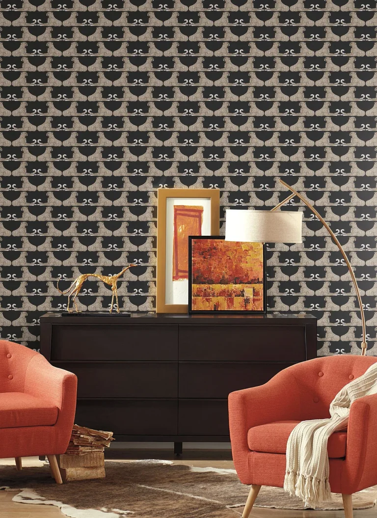 Reclining Cheetahs Peel and Stick Wallpaper - Black — Ảnh 3