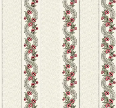 Ronald Redding Abbey's Garland Wallpaper - Red & Green