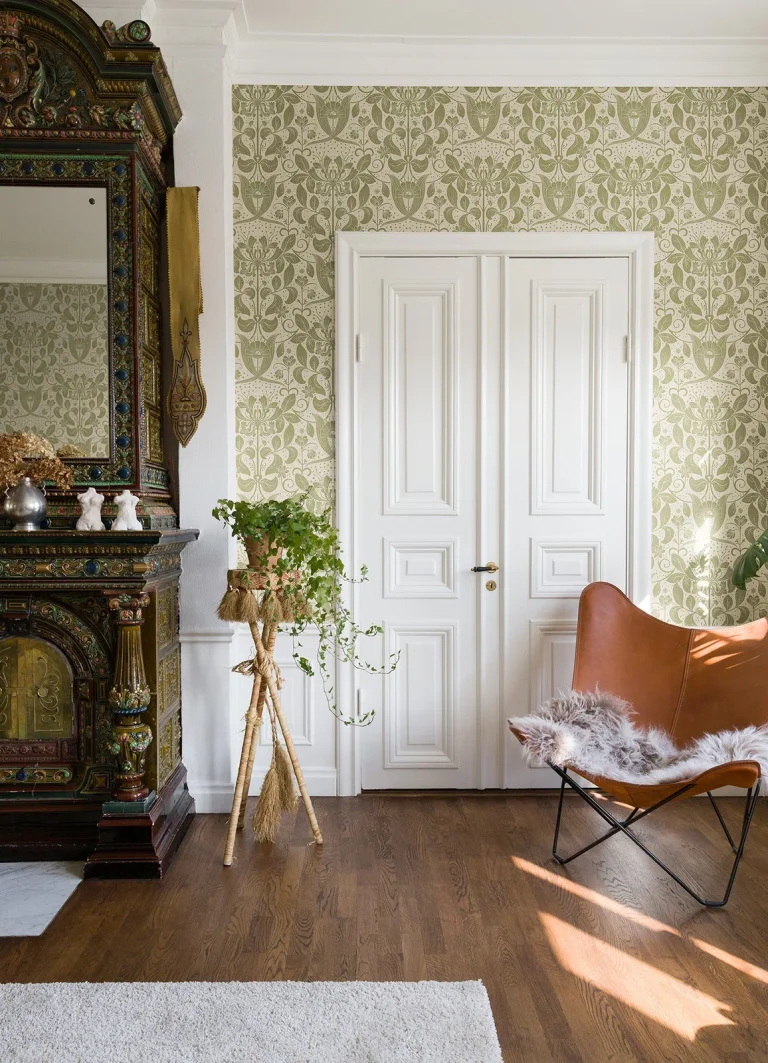 Berit Floral Crest Wallpaper - Olive — Ảnh 2