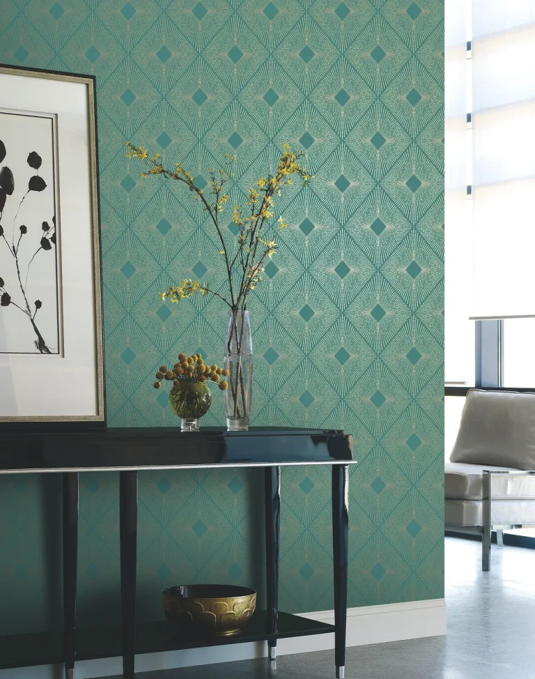 Harlowe Wallpaper - Teal/Gold — Image 2