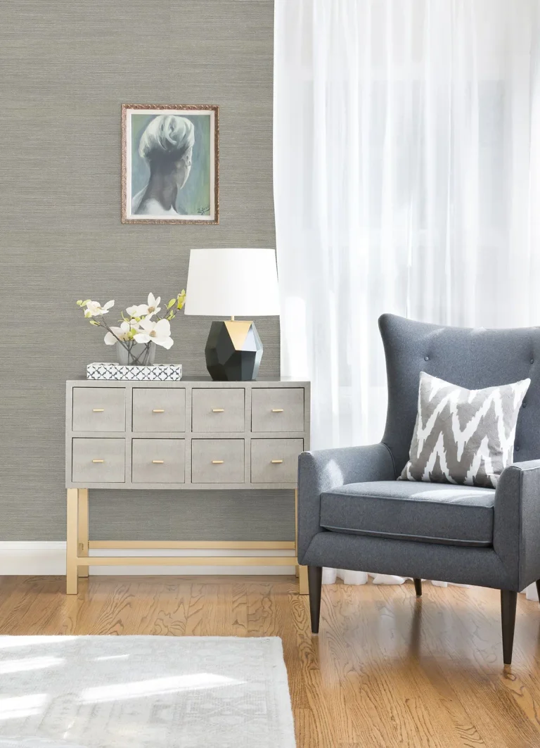Liaohe Raffia Grasscloth Wallpaper - Silver — Image 2