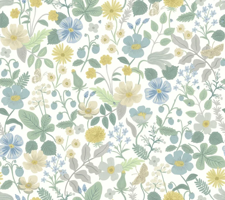 Rifle Paper Co. Strawberry Fields Wallpaper - Blue & Green — Ảnh 3