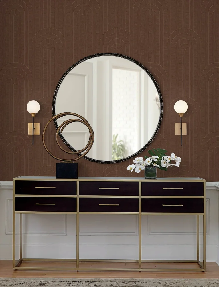 Declan Textured Arches Wallpaper - Maroon — Ảnh 6