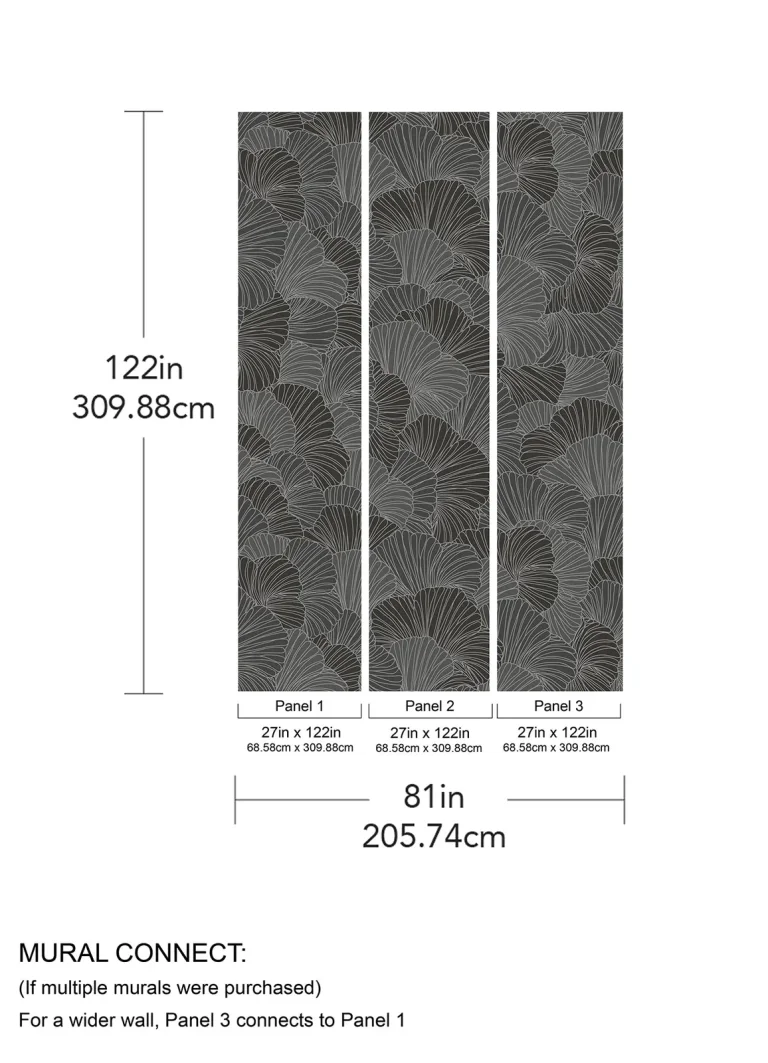 Petals Wall Mural - Charcoal — Ảnh 4